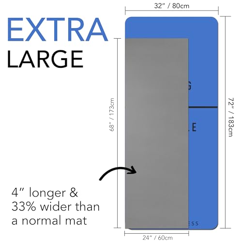 Large Exercise Mat – Extra Thick 10mm Workout Mat (72"x32") – Non-Slip TPE Yoga Mat for Women & Men – Pilates, HIIT, Fitness & Home Gym Mat – Includes Free Carry Bag - color: Blue - Printed