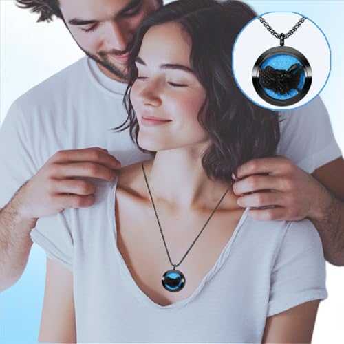 Aromatherapy Diffuser Necklace-Eagles Essential Oil Necklace,Aromatherapy Diffuser Pendant for Men and Women,Portable,Suitable for Yoga,Meditation,Travel,Stress Relief Gift(Black 30mm) - color: Eagles Black