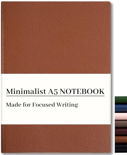 CAGIE Lined Journal Notebook for Men & Women,176 Pages A5 Medium Size, Softcover Leather Journals for Writing, College Ruled Notebook for Work & School, 100 GSM Thick Paper (5.7'' x 8.3'') (Brown) - color: Brown, size: 1 Pack