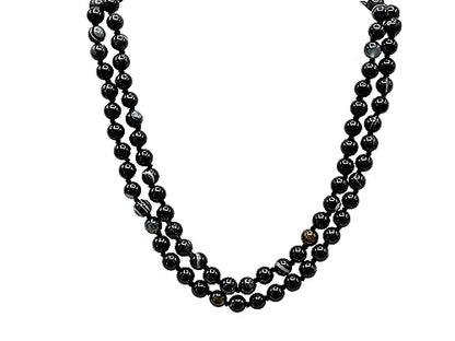 Amazing Gemstone Black Hakik Mala Beads - 108 Prayer Beads for Meditation and Mindfulness Practice, Handcrafted Mala Beads with Natural Gemstones for Spiritual Healing and Relaxation (Knotted) - color: Black Hakik, style: Knotted