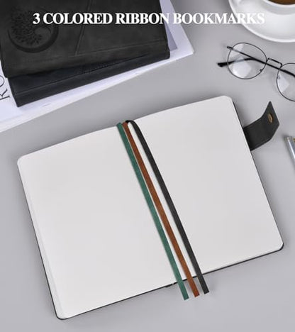 Blank Journal Notebook, A5 Hardcover Leather Sketchbook with 200 Pages Thick Blank Paper for Men Women, Unlined Drawing & Writing Journal, 5.9" x 8.4" Plain Notebook (black) - color: Black, size: Blank Page