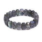 Keleny Semi Precious Stones 14mm Faceted Oval Beads Crystal Rock Elastic Bangle 7.5 Inch - color: Grey Labradorite