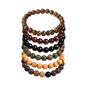 COLORFUL BLING Handmade Wooden Prayer Beaded Bracelet for Men Women Tibetan Buddhist Meditation Mala Beaded Stretch Bracelet Bangle Wood Jewelry - color: 6pcs