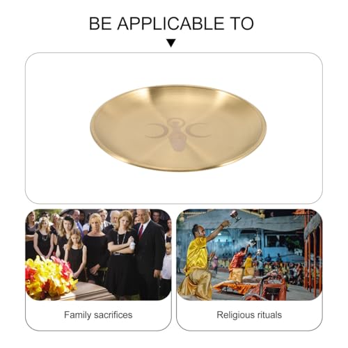 Cabilock Metal Tarot Candle Holder, Round Altar Tealight Tray Decorative Plate, Pillar Candles Candlestick Stand Witchcraft Supplies for Meditation Ceremony Home Table Centerpiece, 14cm
