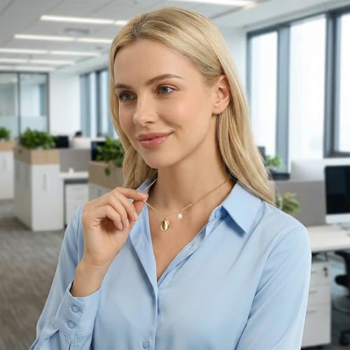 Worry Stone Necklace For Women Gold Silver Thumb Pearl Pendant Fidget Anxiety Relief Statement Jewelry Dainty Simple Meditation Relaxation Stress Relief Gifts - color: A1:gold