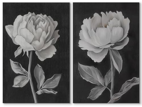 SIGNWIN Canvas Print Wall Art Black and White Peony Flower Modern Art Minimalist Neutral Decor for Living Room, Bedroom, Office - 16"x24" x 2 - color: A32-2405-ll17, size: 16" x 24" x 2 panels