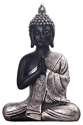 JORAE Seated Buddha Statue Buddhism Thai Meditating Home and Garden Decorative Sculpture Praying Collectibles Figurines, 9.5 in, Polyresin