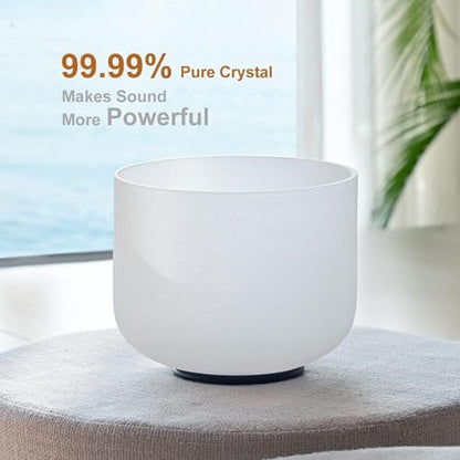 CVNC 432HZ 12 Inch C Note Root Chakra Frosted Quartz Crystal Singing Bowl Meditation Therapy Sound Healing Instrument Sound Bath Bowl with Mallet and O-ring - size: 12 inch C