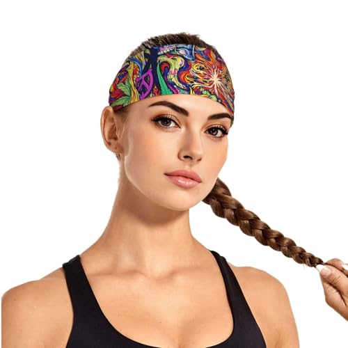 Breast Cancer Awareness Pink Ribbon American Flag Elastic Exercise Headband Unisex Adult Versatile Hair Scarves Decor
