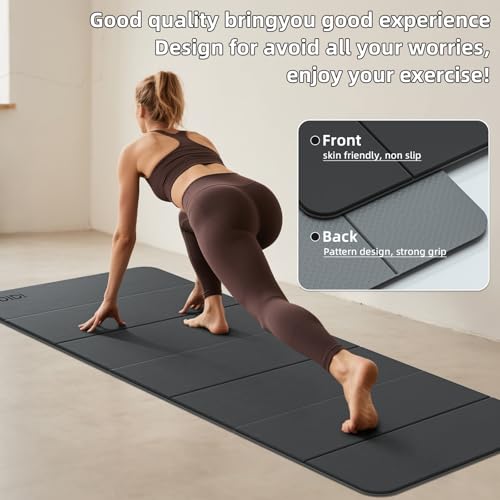 Foldable Yoga Mat Extra Thick 0.32 Inches（8mm） - SGS Certified POE Material Exercise Mat, Non-Slip Design Fitness Mats, Multi-Purpose Workout Mats for Studio or Home Use - color: Black