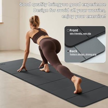 Foldable Yoga Mat Extra Thick 0.32 Inches（8mm） - SGS Certified POE Material Exercise Mat, Non-Slip Design Fitness Mats, Multi-Purpose Workout Mats for Studio or Home Use - color: Black