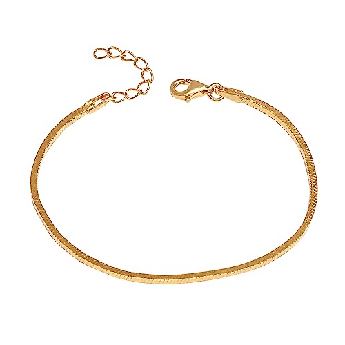 LeCalla 925 Sterling Silver Bracelet Jewelry Gift | Lightweight Italian Design Adjustable Love Bracelet | Link Chain with Lobster Claw Clasp Bracelet for Women Daughter Friendship Bracelet - color: Square Snake