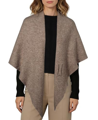 Women's Pashmina Shawl Wraps for Evening Dresses Wedding Bridal Open Front Poncho Cape Soft Large Scarf - color: Khaki