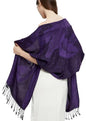 Pashmina Shawl Wrap with Ethnic Paisley Two Tone Jacquard Scarf for Women - color: Feather-purple