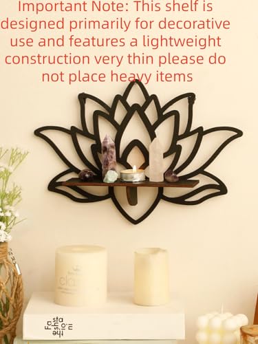 1pcs new Home Lotus Wood Shelf Black Corner Shelf Display Stand Crystal Stone Essential Oil Wall Organizer Room Decors Aesthetic Home Decor Home Decoration Gift