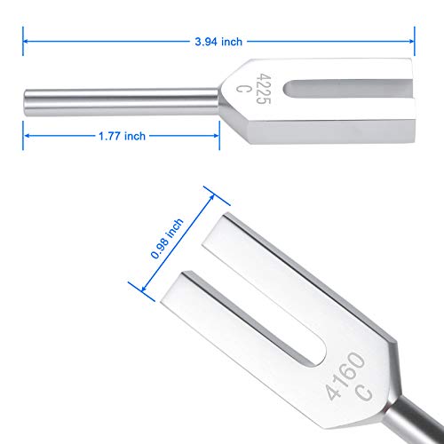 Angel Tuning Forks Set - 4096 Hz, 4160 Hz, 4225 Hz for Healing & Sound Musical Instrument, with Silicone hammer & Soft Storage Bag - color: Silver