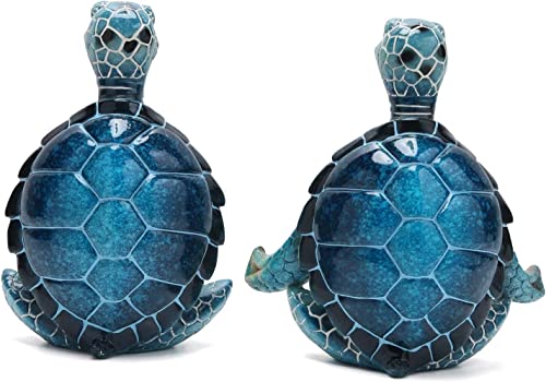 2Pcs Sea Turtle Meditating Yoga Statues - Beach & Home Office/Bedroom Decor - Resin Zen Turtle Figurines for Beachy Decor