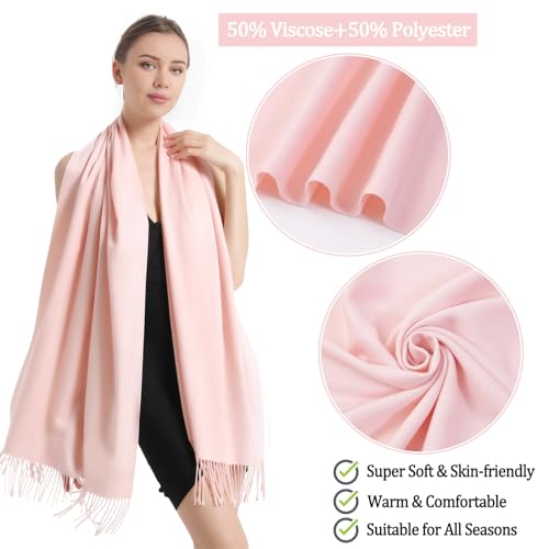 Pashmina Scarf and Shawl - Soft Women Pashminas Wrap for Wedding Evening Party dresses - color: Baby Pink