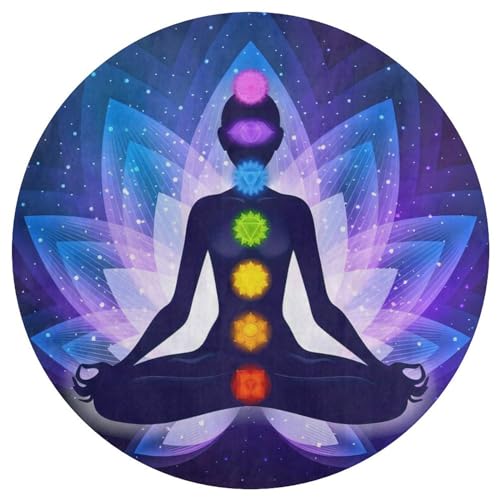 Chakra Silhouette of Female Doing Yoga Ultra Soft Non-Slip Area Rugs Indoor Coral Velvet Floor Mat Short Flannel Carpet for Living Room Bedroom Dining Room