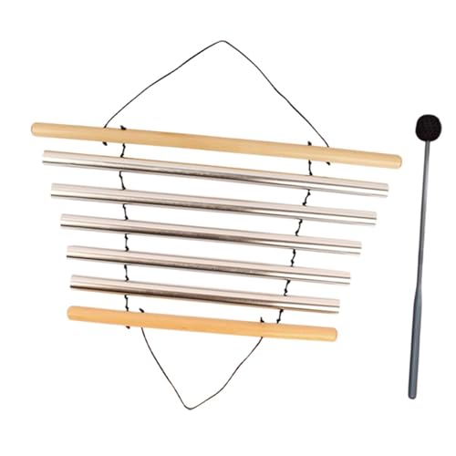 Amagogo Meditation Chime Percussion Bowl Handheld Sound Instrument Tubular Chime Wood Aluminum Material Suitable for Yoga Meditation Relaxation Home, 5 Tones