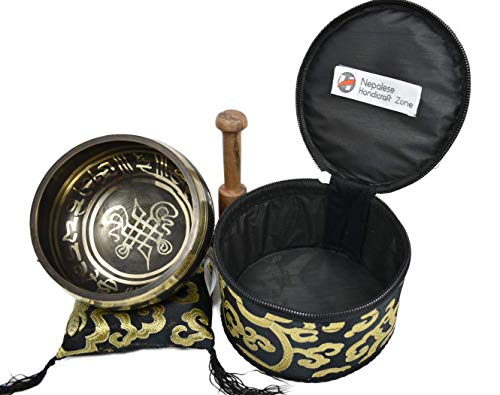 Color Singing Bowl Set with free stick and cushion by Nepalese Handicraft Zone (Black) - color: Black