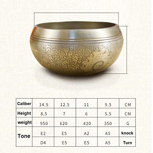 Singing Bowls Singing Bowl Set, Easy to Play, Wooden Knocker for Meditation, Voice Yoga Prayer (Color : Brass, Size : 10.5cm)