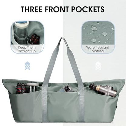 Large Yoga Mat Bag with Shoes Compartment and Wet Pocket Ladies Pilates Gym Tote Bag with Yoga Mat Holder Strap for Women Men Workout Carrier Stuff Accessories - color: Greenish Grey