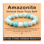 AD Beads Handmade Gemstone Stretch Elastic Bracelet Crystal Healing Reiki Nature's Beauty and Spiritual Essence Unisex - color: Amazonite (Unlock Your True Self), size: 10mm