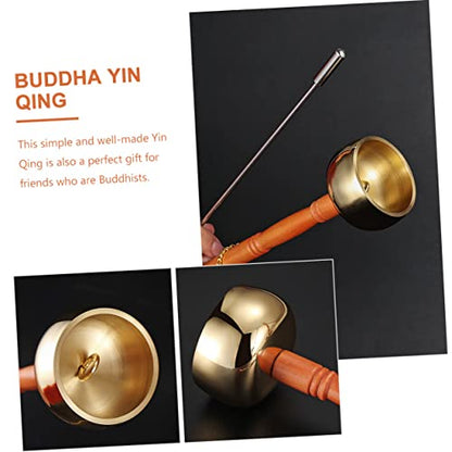Portable Buddhist Yin Qing Copper Chime for Meditation and Relaxation Sound Percussion Instrument Handle for and Mindfulness Practices