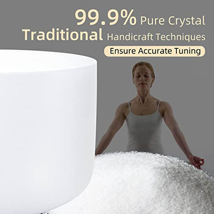 10 Inch 432hz White B Note Crown Chakra Quartz Crystal Singing Bowl, for Healing Mindfulness Meditation Yoga Sound Baths, with Rubber Mallet O-ring - color: White B Note, size: 10 inch