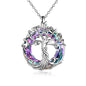 TOUPOP Tree of Life Necklace Gifts for Women 925 Sterling Silver Family Tree Pendant with Crystal Birthday Irish Jewelry Gifts for Women Her Wife Mom - color: 01-White Gold-Purple Crystal