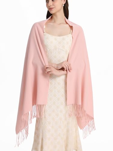 Pashmina Shawl and Wraps for Evening Dresses Resemble Cashmere Scarf for Women Wedding Winter Warm Shawls - color: Pink