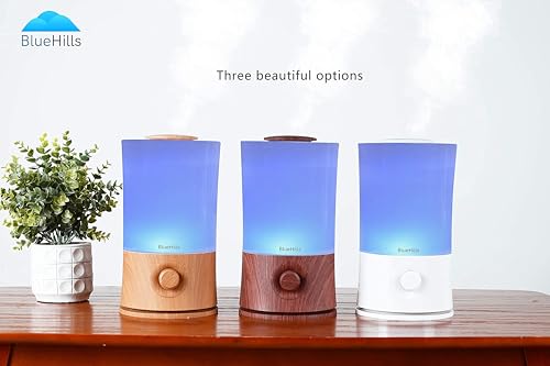 BlueHills Premium 2000 ML XL Essential Oil Diffuser Aromatherapy Humidifier for Large Room Home 40 Hour Run Huge Coverage Area 2 Liter Extra Large Capacity Diffuser High Mist Dark Wood Grain E003 - color: Dark Wood Grain