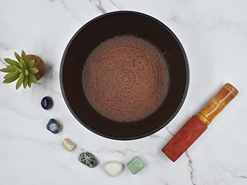 Store Indya Tibetan Singing Bowl Set - Authentic Meditation Sound Bowl for Yoga, Chakra Healing, and Stress Relief - Unique Spiritual Gifts for Women and Men - color: RED