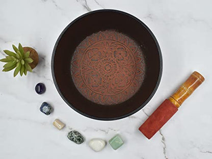 Store Indya Tibetan Singing Bowl Set - Authentic Meditation Sound Bowl for Yoga, Chakra Healing, and Stress Relief - Unique Spiritual Gifts for Women and Men - color: RED