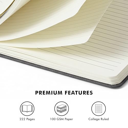 Realizations Journaling Notebooks with Pen Holder | Lined Notebook | 222 Pages Notebook Journal with 100 GSM Paper | Journal Notebooks for Work - color: Black
