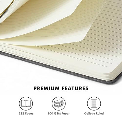 Realizations Journaling Notebooks with Pen Holder | Lined Notebook | 222 Pages Notebook Journal with 100 GSM Paper | Journal Notebooks for Work - color: Black