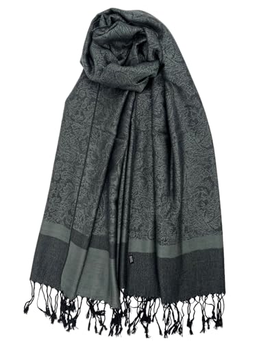 Pashmina Shawl Wrap for Women Soft Lightweight Multi-Purpose Scarf for Weddings, Parties & Casual Wear - color: Jacquard Heather Grey - Pl1836