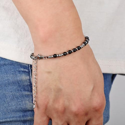LPBeads Beaded Bracelets for Women Energy Gemstone Charm Jewelry Adjustable Bracelet Gifts for Mom, Daughter, Wife, Friends, Bestie - color: Black Tourmaline