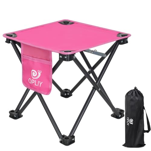 Opliy Camping Stool Upgrade Foot Stool for Camping Fishing Hiking Gardening and Beach, Camping Seat with Carry Bag (Rose Red) - color: Rose Red