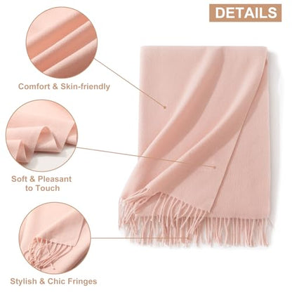 Sumolux Scarf for Women Pashmina Shawls Wraps for Evening Dresses Wedding Bridesmaid Gifts Winter Warm Soft Scarves - color: Pink