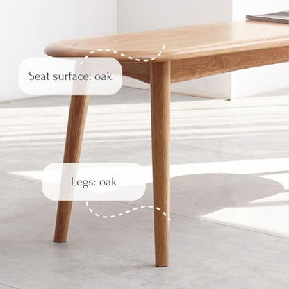 100% Solid Oak Wood Dining Bench, 39.5'' Entryway Bench Ottoman End of Bed Benches with Rounding Corner Design for Kitchen Dining Room Living Room Bedroom, Natural - size: 39.6inch-Oak-Round Corner