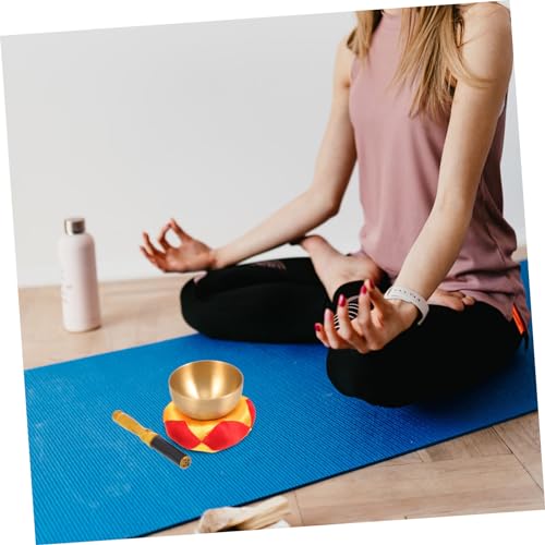1set Tibetan Singing Bowl Yoga Meditation Tool Chime and Mallet Offering Bowl for Meditation and Relaxation
