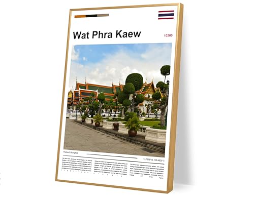 Poster original design Wat Phra Kaew(30"x20" Wrapped Canvas) Thailand wall art Bangkok Buddhist temple architecture picture Asian travel scenery Grand Palace landscape home decor photograph - color: Wat Phra Kaew, size: 30"L x 20"W