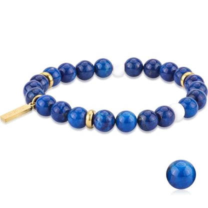 Natural Garnet Crystal Bracelet for Women & Men – Handmade Gemstone Beaded Stretch Bracelet, Polished Red Garnet Jewelry Gift, Root Chakra Stone for Confidence & Courage - color: Third Eye Chakra – Lapis Lazuli Fantasia bracelet