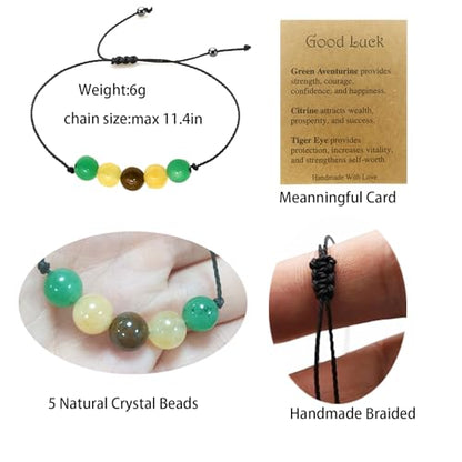 yfstyle Crystal Healing Stones Bracelets for Women & Men - Amethyst Anxiety Protection Bracelets - Natural Gemstones Jewelry Gifts - color: Good Luck