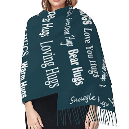 Hugs Shawl Gift For Friends And Family With Inspirational Messages Pashmina Positive Energy,Compassion,Serenity Wraps - color: K1k01