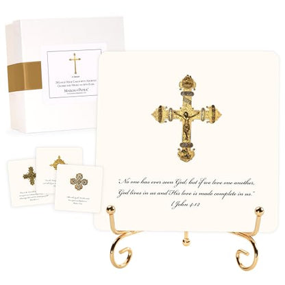 Maison De Papier Cross Bible Verse Quote Cards with Easel, 24 Oversized Inspirational Religious Verses on Premium Cardstock