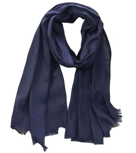 Women's Cotton Scarves Lady Light Soft Fashion Solid Scarf Wrap Shawl - color: Navy Blue