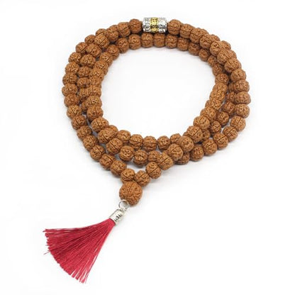 Authentic 5 Mukhi Rudraksha Mala - 108 Beads Spiritual Necklace with Tree of Life Pendant (11mm) - Yoga Meditation Jewelry for Men & Women - All-Natural Beads Chemical-Free Gift Box（style C）